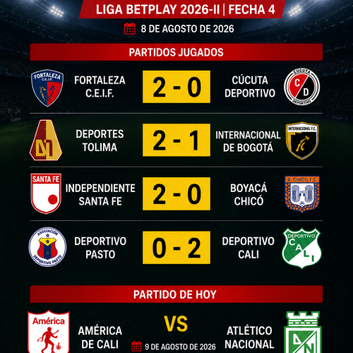 ¡Así quedaron los resultados de la Fecha 4 de la Liga BetPlay II-2026!